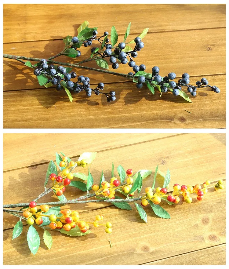 Hot seller artificial berry stems foam christmas fruit branch for holiday