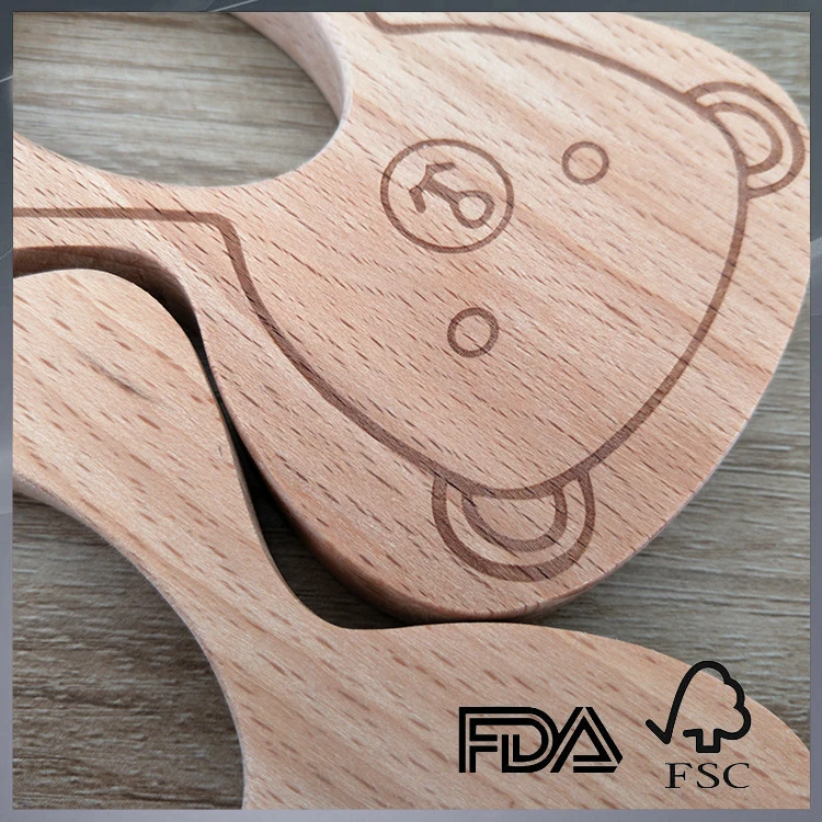 Деревянный Прорезыватель для зубов в виде медведя