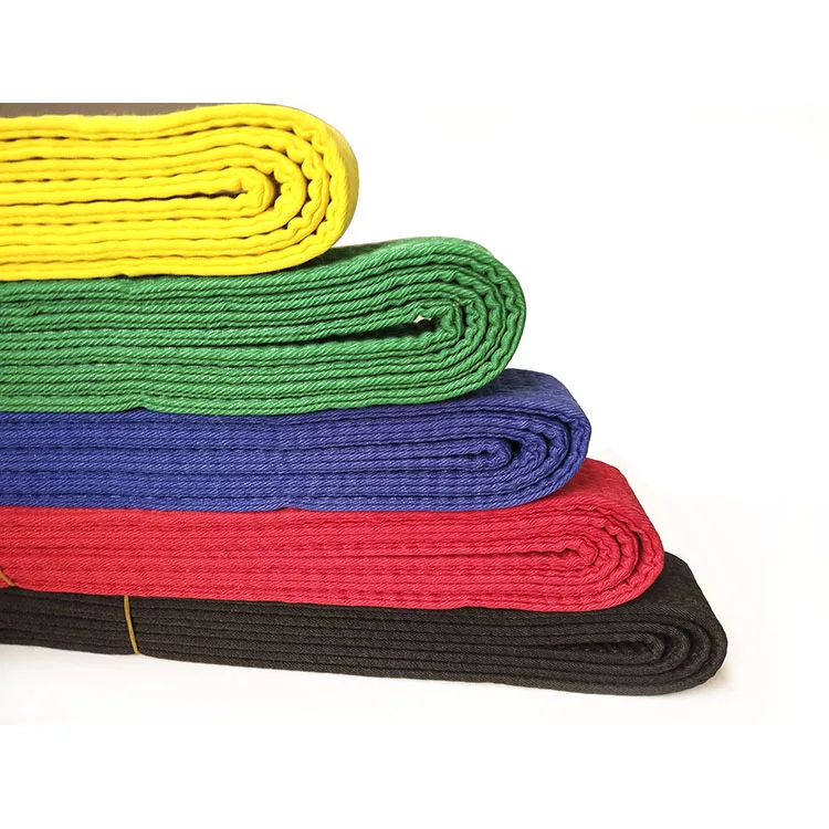 Custom multicolor hot sale 100 % cotton durable karate belts taekwondo black belt