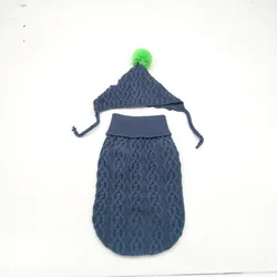 2019 new design pet plaid dog cloth sweater knitted cable knit dog clothes cat clothing with hat