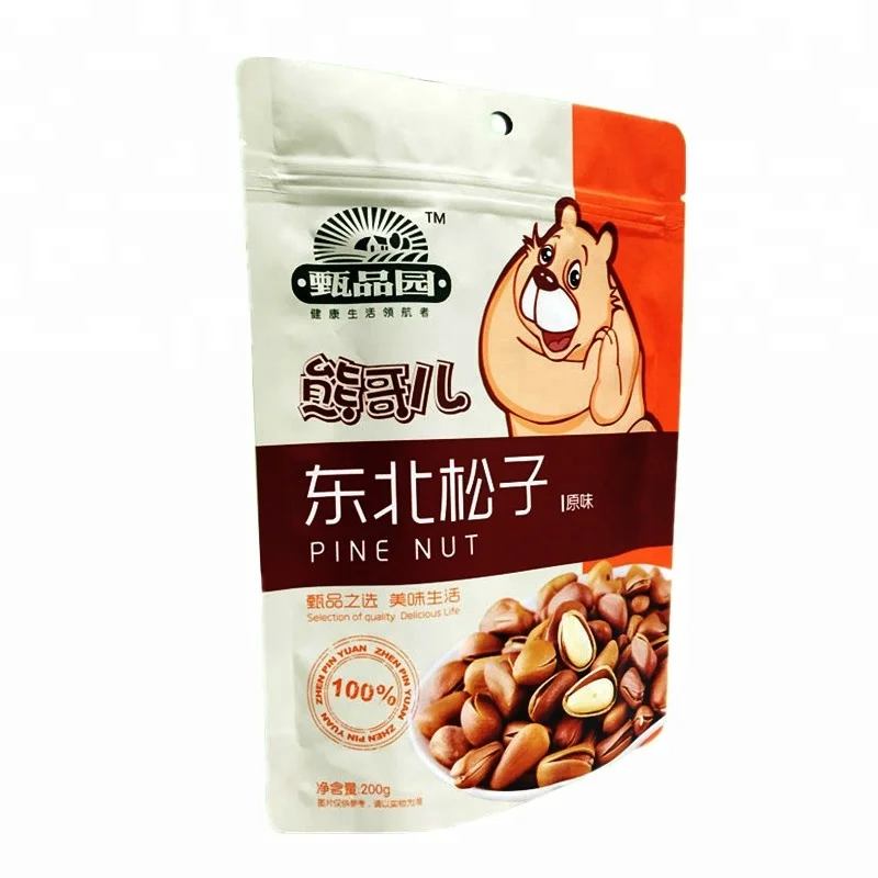 Good Barrier Resealable Stand Up Food Plastic Cashew/Almond/Pistachio/Macadamia/Pine Nuts Packaging Doypack Zipper Bag with Hole
