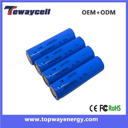 Tewaycell Newest rechargeable 18650 2600mah long cycle life 3.7v cell Li-ion battery for electric tools