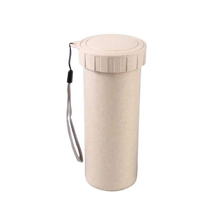 
Дешевая горячая Распродажа индивидуальная герметичная пластиковая бутылка для воды с пшеничной соломинкой 430 мл 