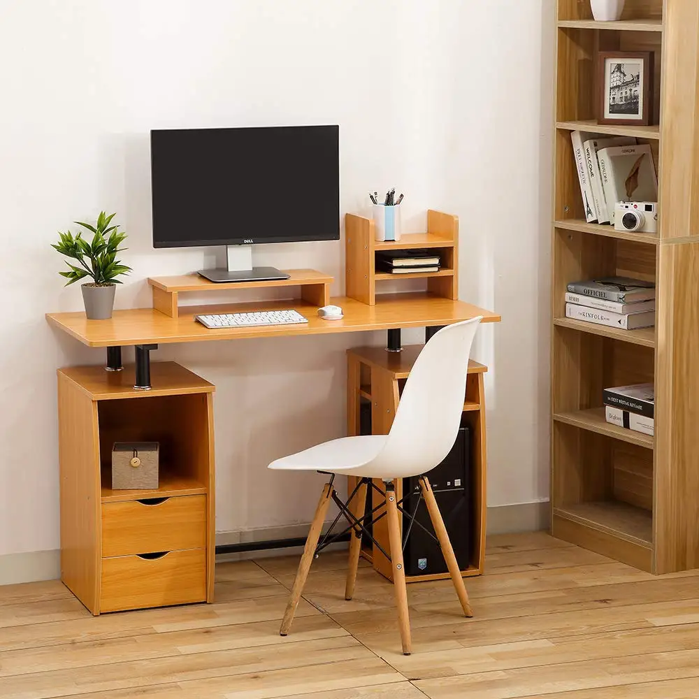 Computer Desk  Office Study Desk Computer PC Laptop Table Gaming Table with CPU Cupboard and 2 Drawers