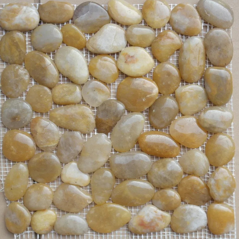 Good quality natural polished river black pebble stones mat for sale