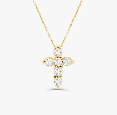 Baby 14K Gold Plated Tiny Cross Druzy Baby Necklace 925 Sterling Silver Jewelry