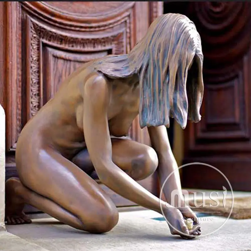 Life Size Brass Brass Modern Girls Nude Sculpture