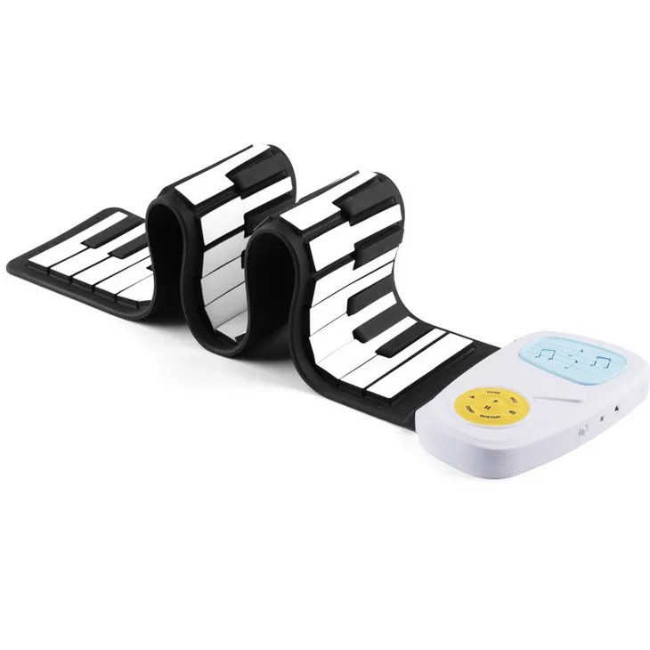 Portable Electronic Hand Roll Piano Silicone Keyboard Horn Flexible Roll Up Piano For Kids
