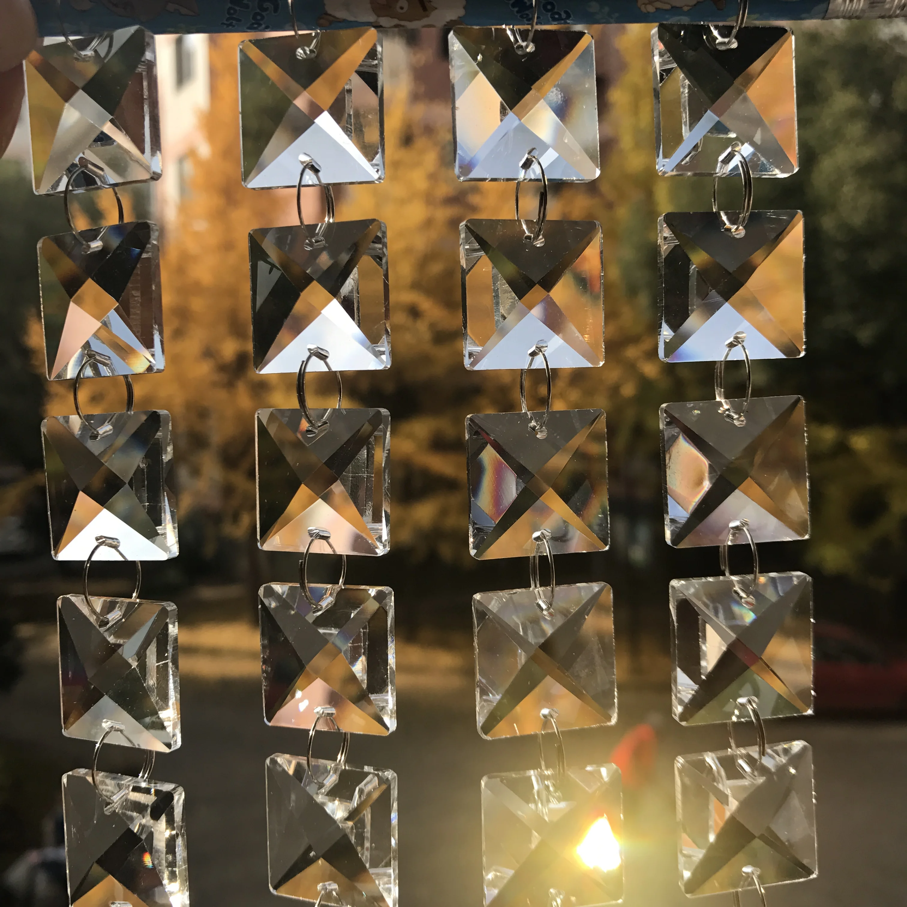 Хрустальная люстра 14 мм, цепочка с квадратными бусинами, гирлянда для окон, занавеска