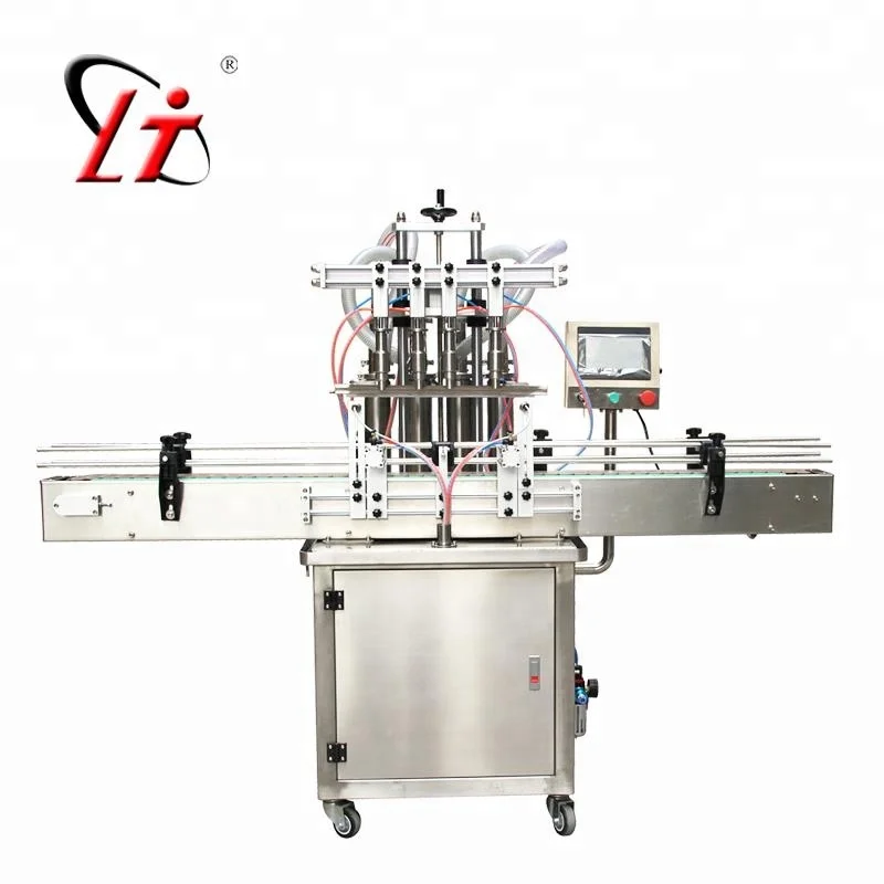 Four head filling machine water juice automatic shampoo liquid filler,auto filler heads with conveyor PLC control