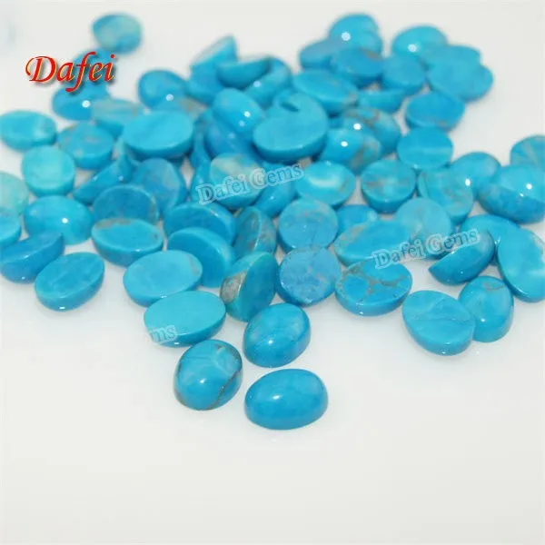 Semi-Precious Stone Oval Cabochon Natural Blue Turquoise
