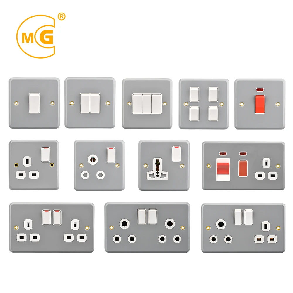 Wall mounted 10A electric plate box metal clad switch