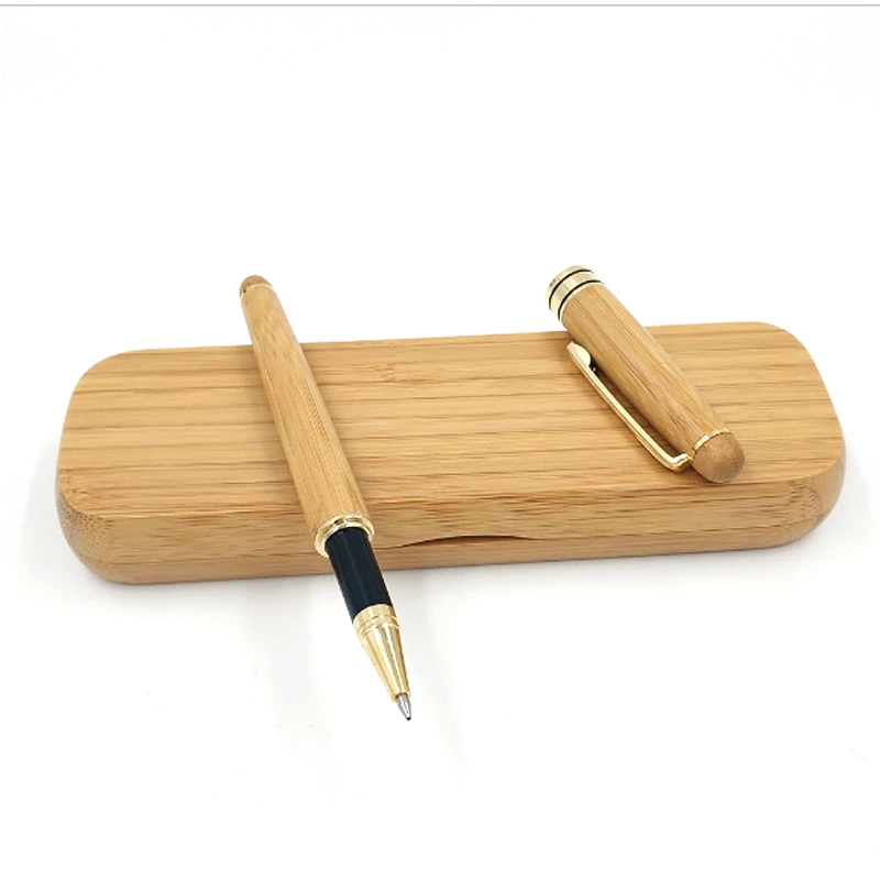 Новый переработанный натуральный роскошный бамбуковый роликовый Набор ручек, упакованная Подарочная коробка для ручек