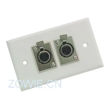 British American White Speaker Wall Plate Dual Mic Cannon Plug
