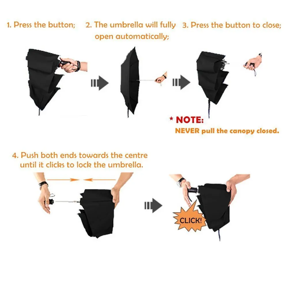 Best selling standard size black auto open close travel 3 folding umbrella for rain