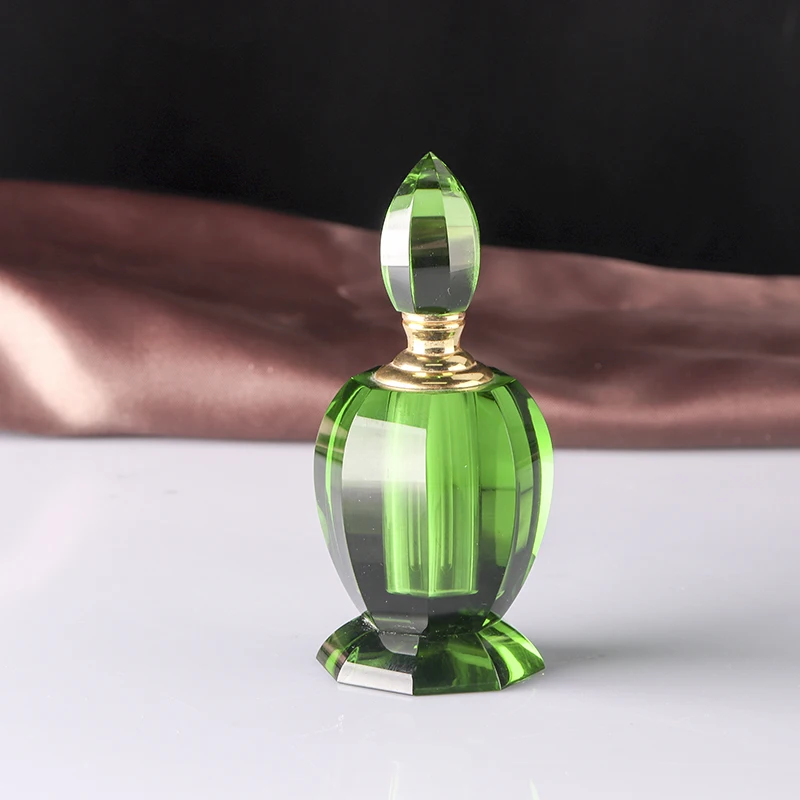 3ml 6ml 12ml Fancy Attar Perfume Glass Bottle Crystal green Perfume Bottle