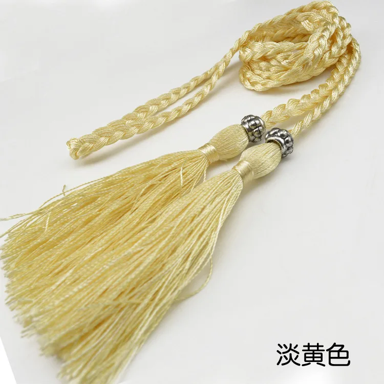 long braided cord belt tassel decorations polyester cord tassel for dresses