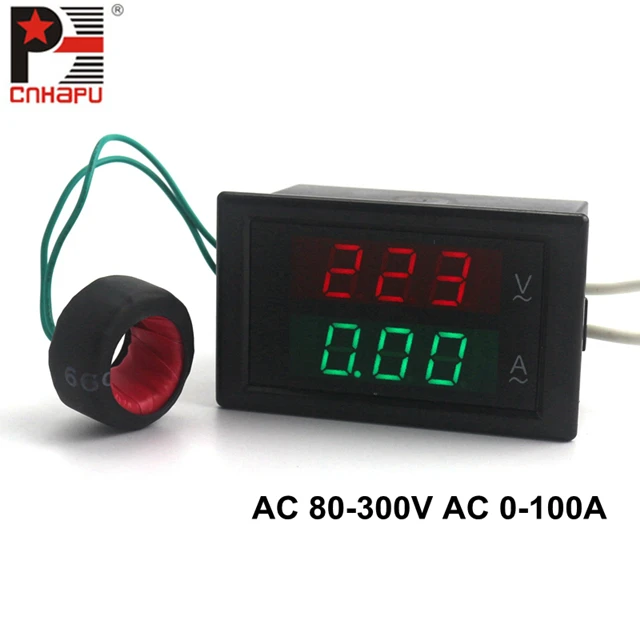AC80-300V AC 0-100A Led 0-300v voltmeter,voltmeter digital,din rail voltmeter