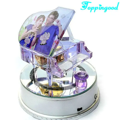 Purple Love Flower Crystal Music Box Piano For Wedding Souvenir Guests