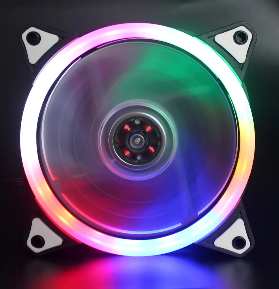 
12025 Dual Ring RGB Case Fan with Programmable Rainbow Led Light and Controller 