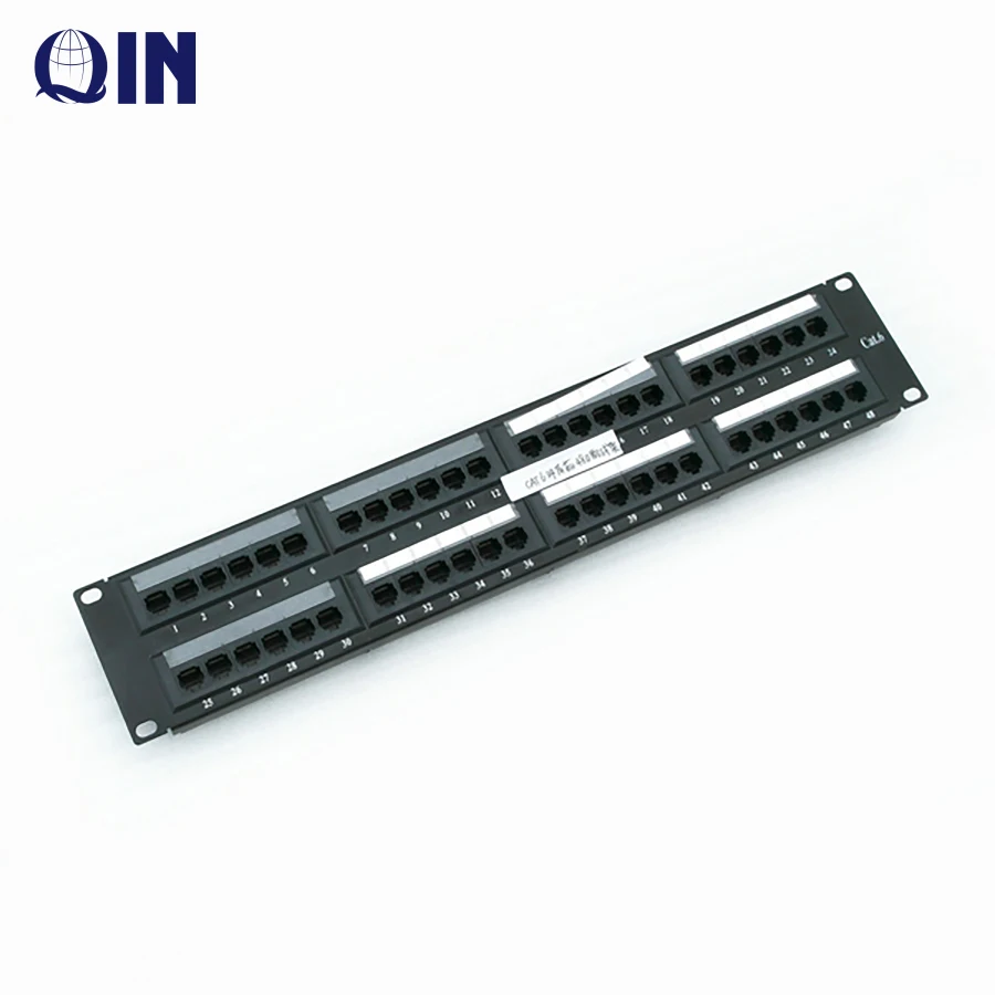 Qin best seller 19 inch rack mount 2U 48 ports UTP Cat5e Patch Panel