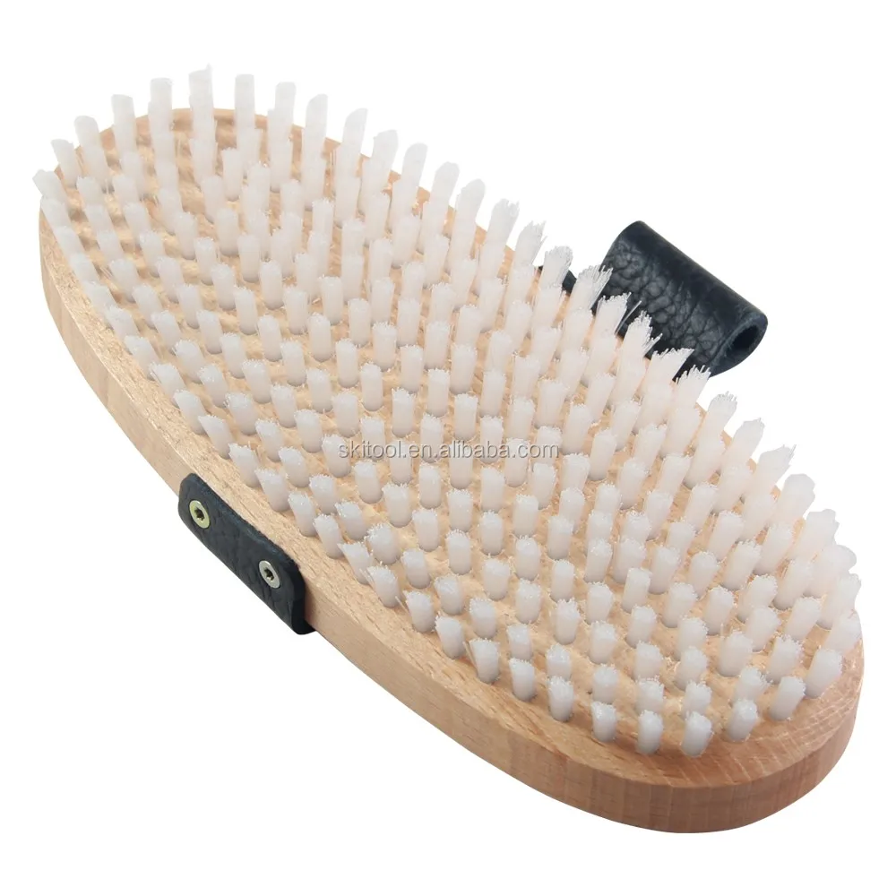 Ski Snowboard Waxing Oval Wood with Handle Straps Nylon,Horsehair,Brass Racing Waxing Brush