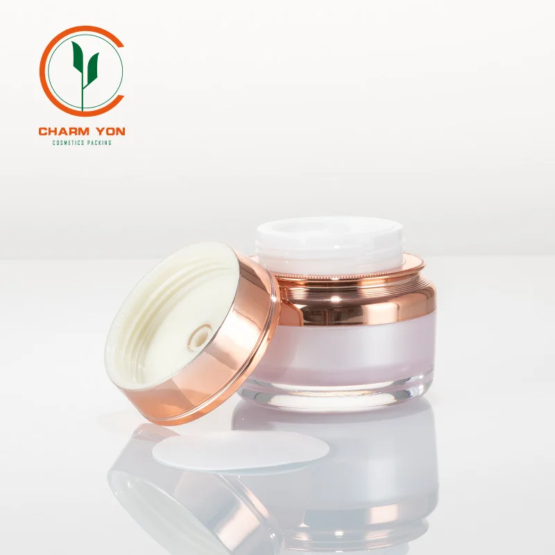 
Wholesale Cosmetic Packaging Eco-Friendly acrylic cosmetic container 50g facial cream jar yellow face cream jar CY19001DS-G1 