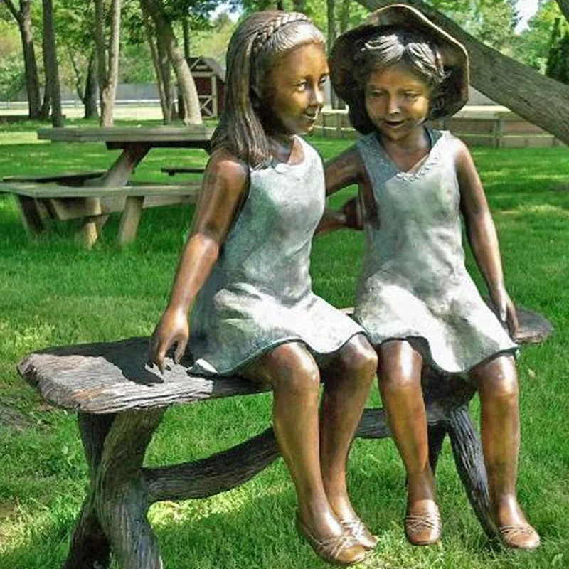 
popular design bronze children cute girl reading book statue for outdoor garden park ornament 
