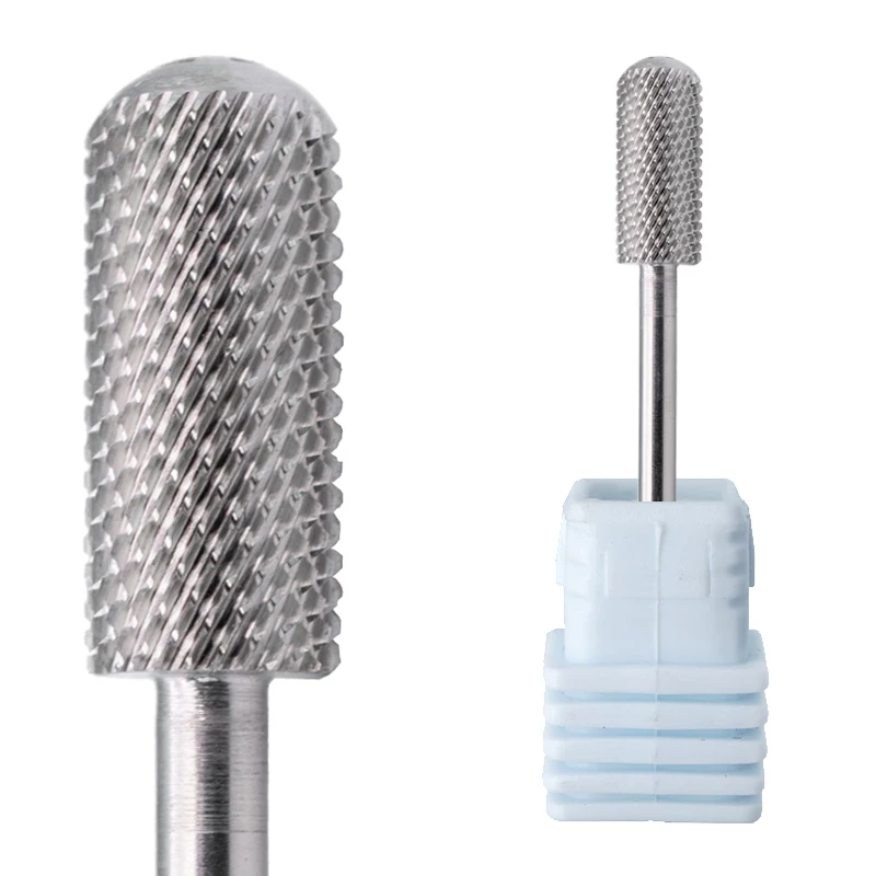 Large Small Barrel Smooth Rounded Top Nail Drill Bits Box Custom Logo Tungsten Carbide Nail Drill Bit With Plastic Case