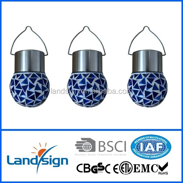 New glass mosaic lamp XLTD-210 decorative hanging solar led lights type mini solar garden light