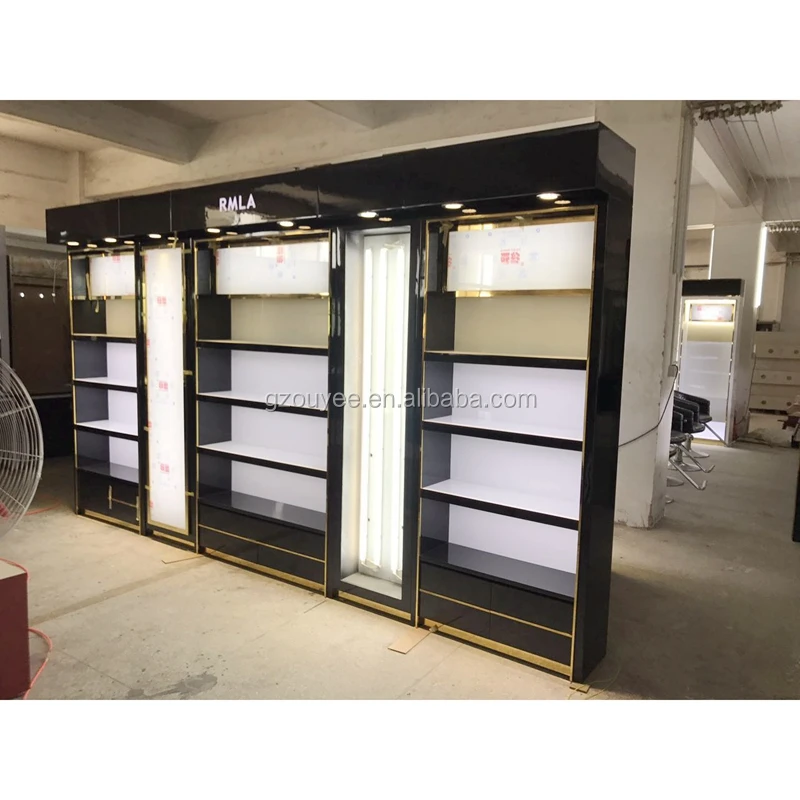 Wooden Floor Professional MAC Makeup Stand Cosmetics Display Unit