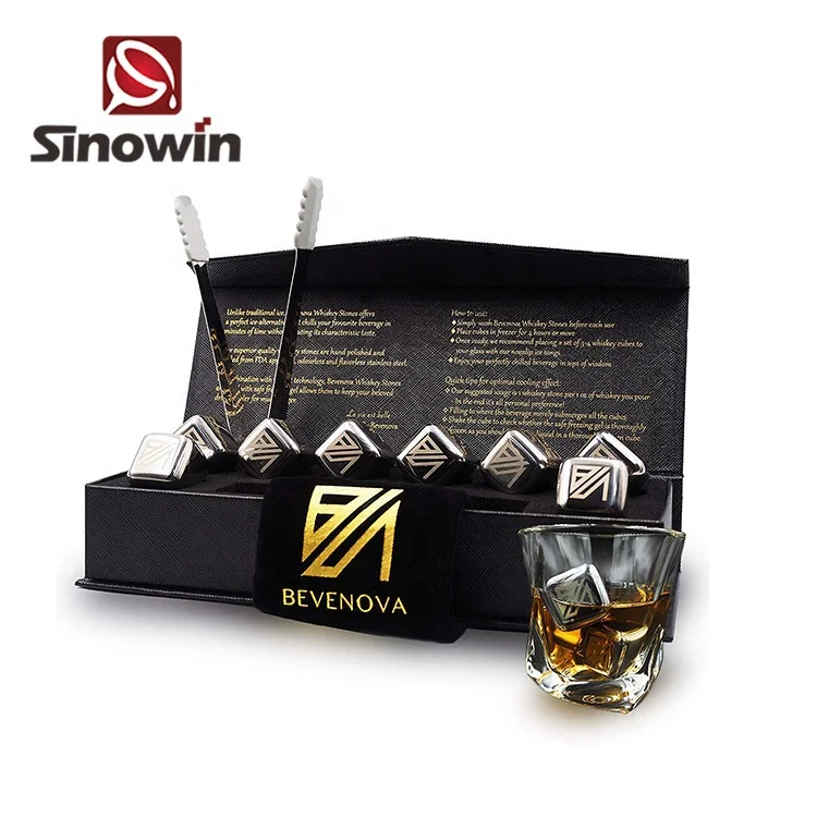 Wholesales whiskey rocks stones gift set,stainless steel Ice stones drinks cooler cubes