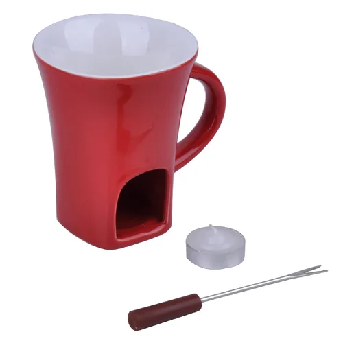 High quality Chocolate Cheese ceramic fondue set with candle and fork