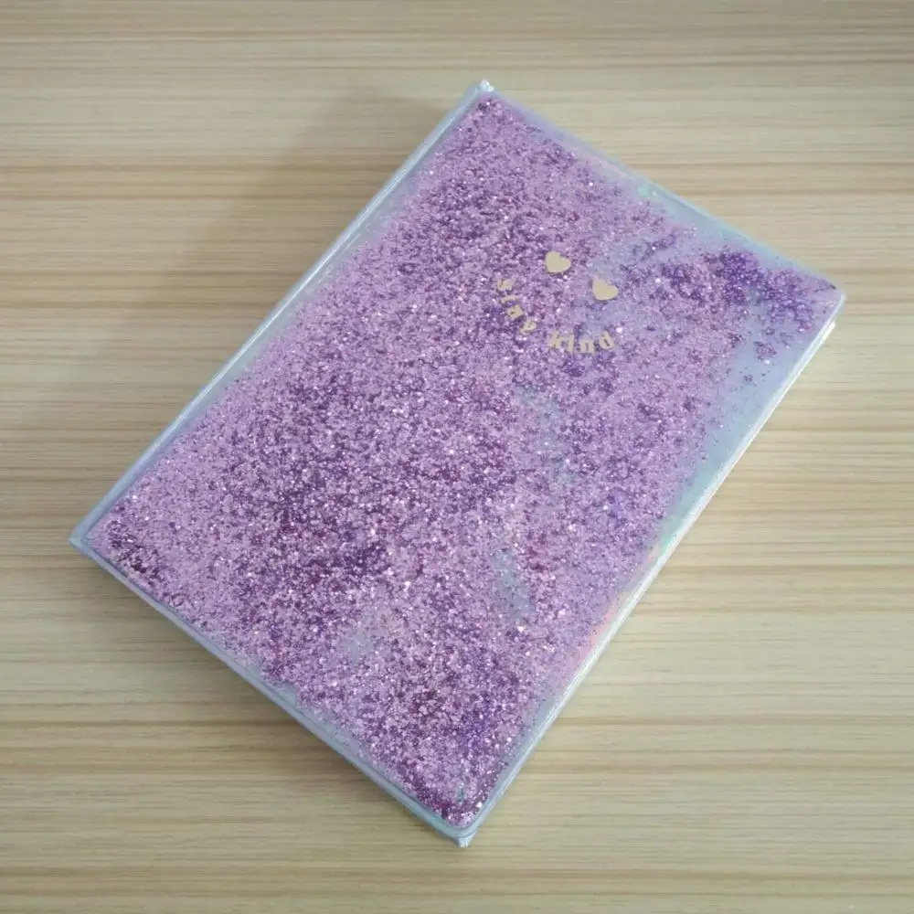 oil filled custom liquid filled glitter filled notebook cover