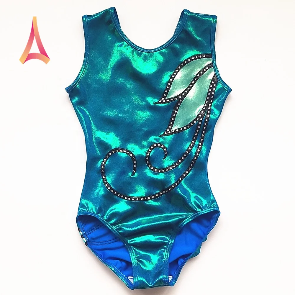 Bright Green Shiny Girls Gymnastics Leotards professional gymnastic leotard wear
