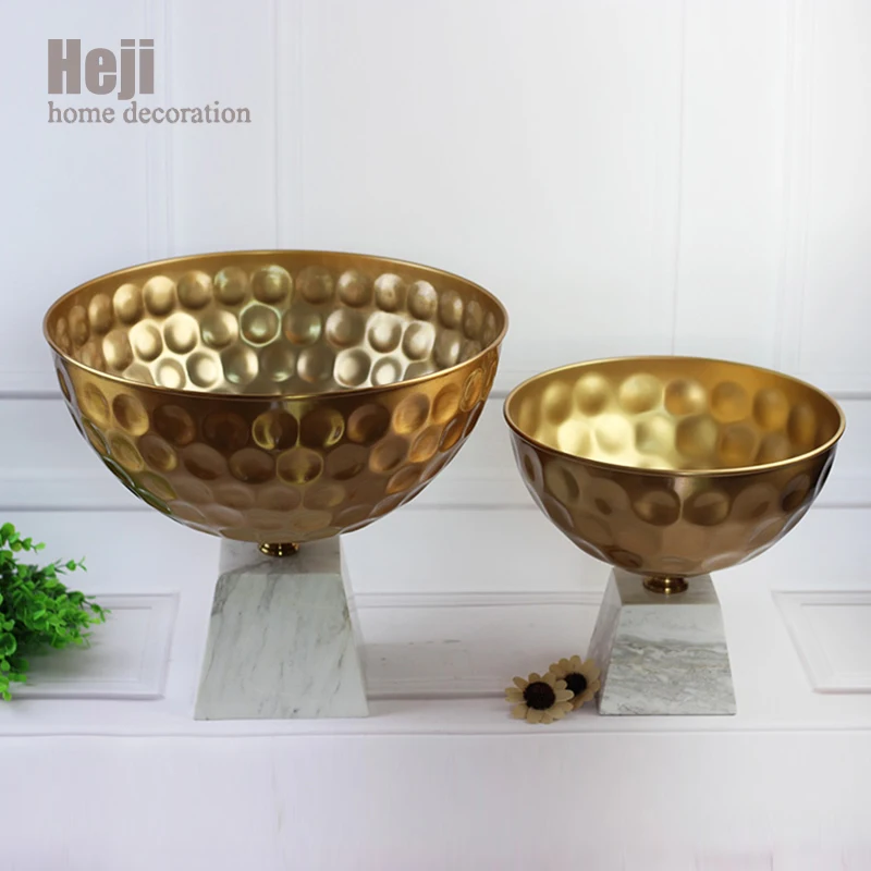 Roman Style Hand Crafted Glod Coffee Cup Shape Marble iron Concrete Flower Pot