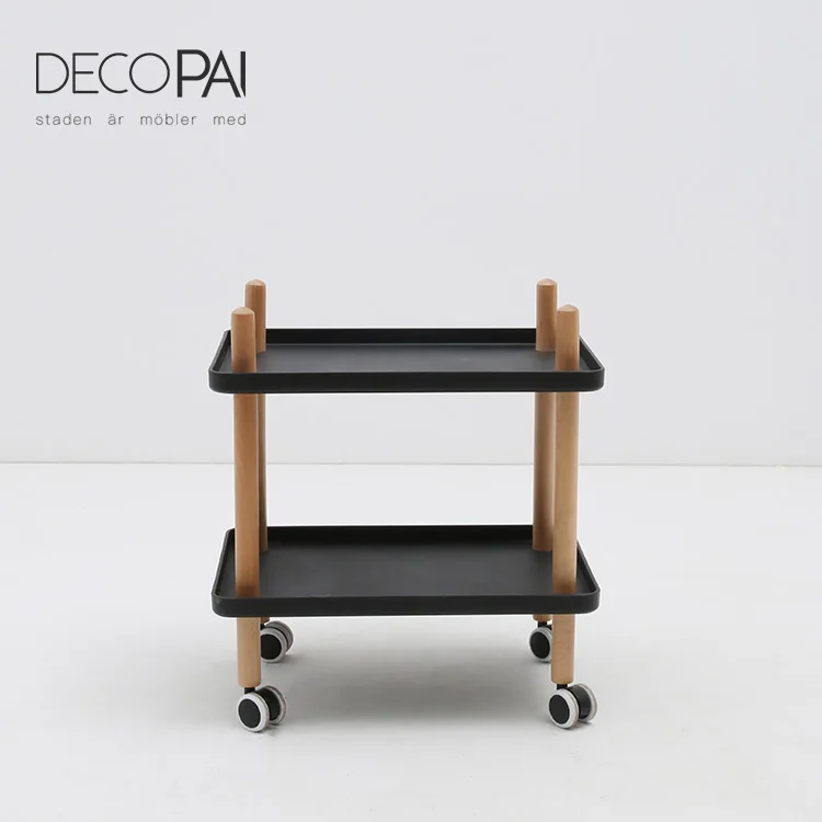 2 tray modern design rolling serving cart block table small coffee tea table