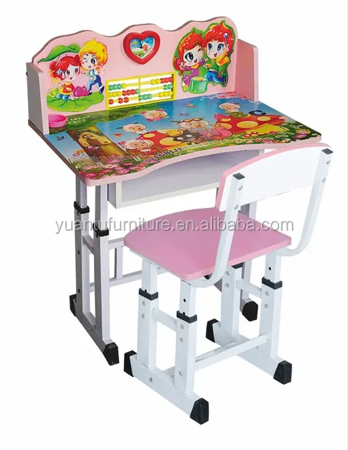 Modern colorful cartoon picture wood study table and chair salon furniture child,XM-281