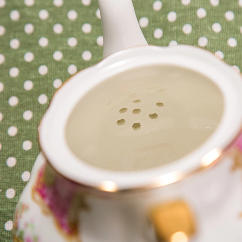British Style Girls Like Vintage Fine Bone China Gold Rim Ceramic Tea Pot