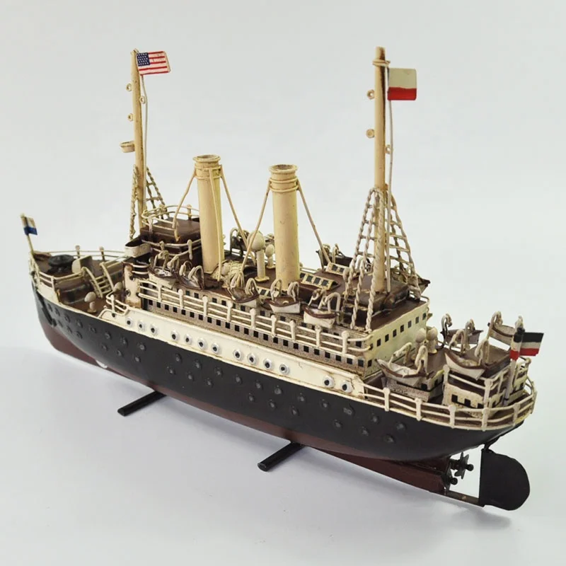 1915 German Tin Tuna Boat Model Ship Model Sailboat 1:20 Scale Window Decoration Props Retro Craft