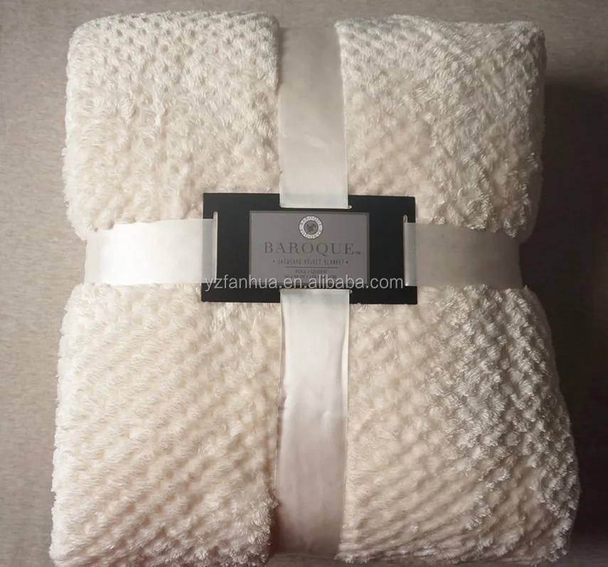 
Wholesale Solid Honey comb Fleece Blanket throw 