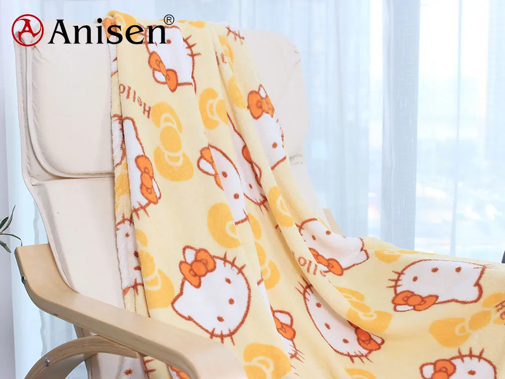 2021 Wholesale Soft Fleece Oem Custom Printing Patterns Hello Kitty Coral Baby Blanket