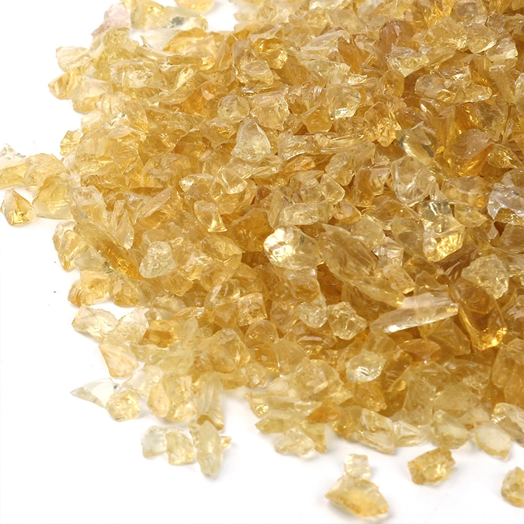 3-5mm high luminosity crystal yellow crushed glass gravel for fire pit fireplace DIY resin artworks epoxy painting decoration