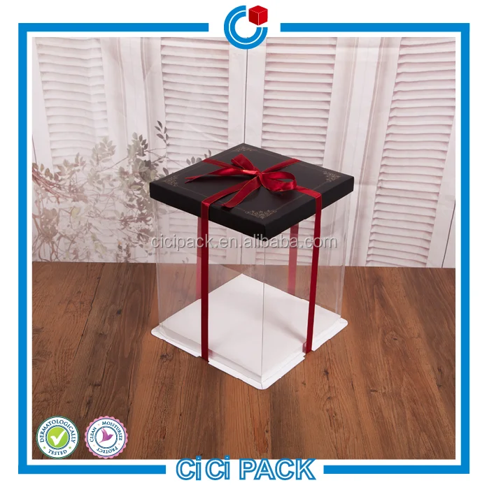 Низкая цена, индивидуальный дизайн эко-прозрачный пластиковый доставка упаковка коробка для торта