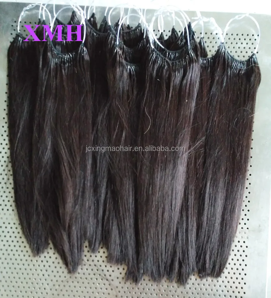 Thick Ends Human Hair Remy Cotton Thread  with Twins I-tip Extensions Korean Knotted Hair Extensions