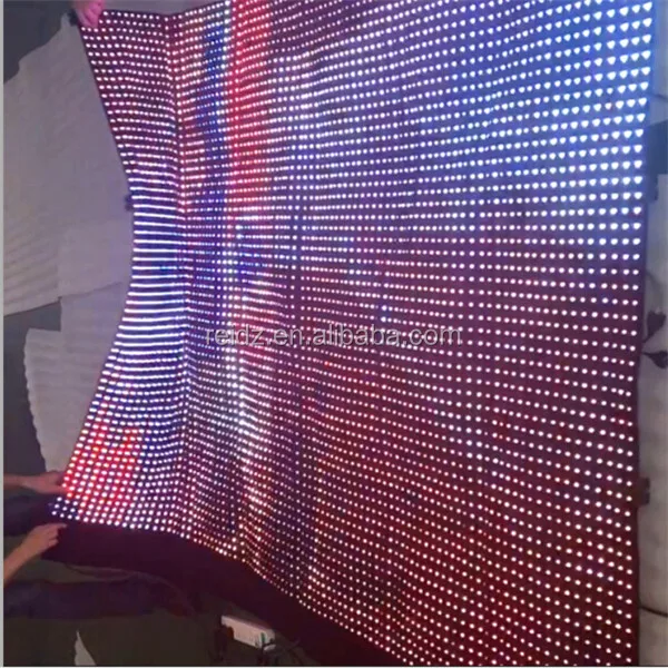 Concert stage full color video screen p25 mm programmable flexible led curtain display