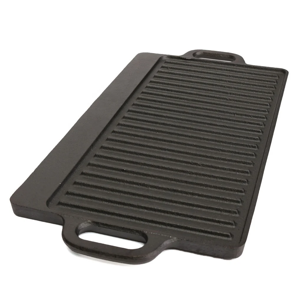 REVERSIBLE GRILL GRIDDLE CAST IRON FLAT BBQ GRILL COOKING CAMPING