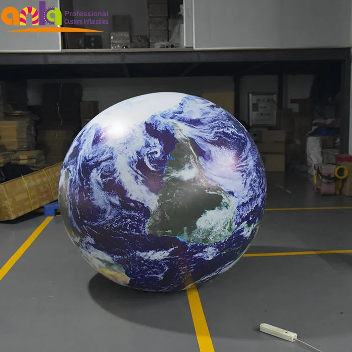 Hanging 1.5m PVC inflatable planet balls,inflatable hot air balloon earth globe with led light