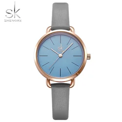 Shengke chain Women Watches Simple Quartz Wristwatches for Woman Freestyle Ladies Watch Leather Girls Clock
