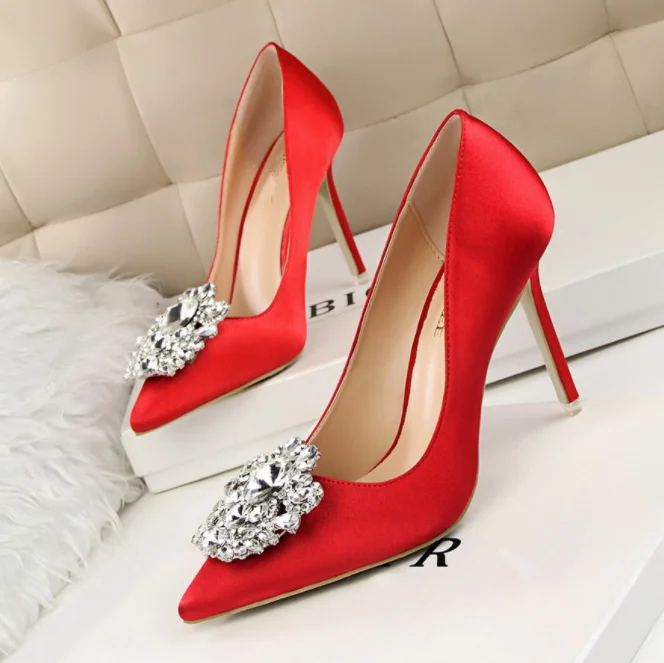 c10418a elegant wedding party women satin high heel dress shoes